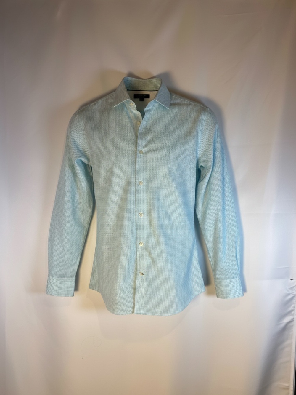 Banana Republic Non-Iron Slim Fit Aqua Graph Check Shirt - Size Large Cotton - Picture 2 of 9